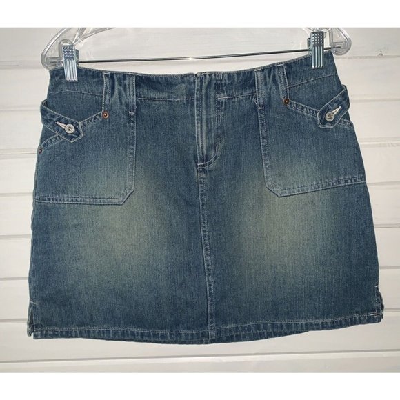 VTG Carolina Blues Sz 8 Denim Skort Skirt 90’s Y2K Bareback Zip Fly Cotton EUC - Picture 1 of 8